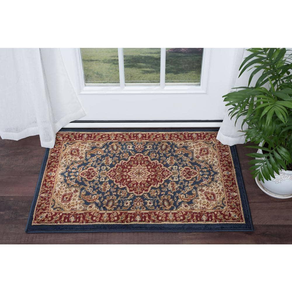 Tayse Sensation Area Rug 4787 NAVY Traditional Navy Blue Bordered Medallion 2' x 3' Rectangle