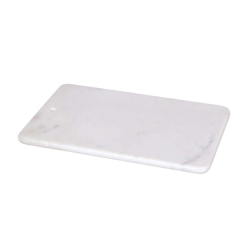 Creative Home Natural White Marble 9" x 14" Rectangular Pastry Board, Cutting Board, Serving Board