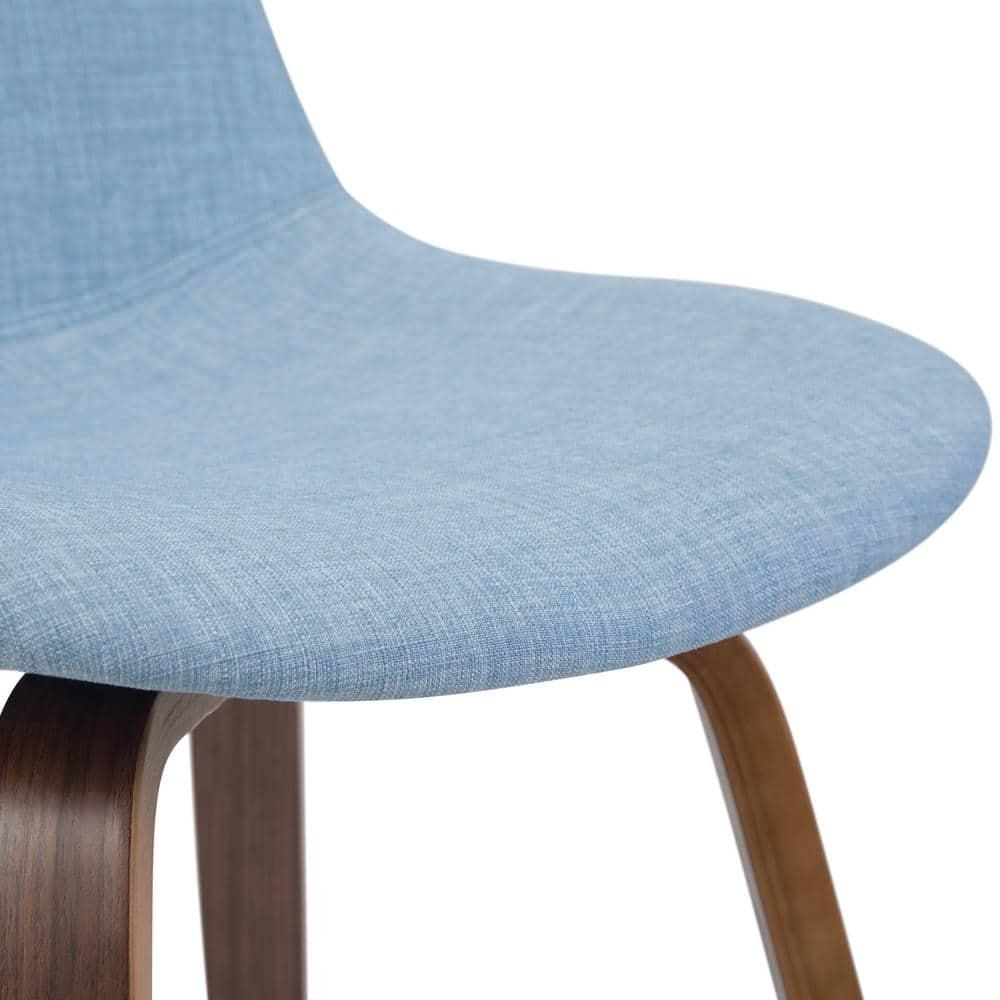 Simpli Home Randolph Upholstered Bentwood Mid-Century Modern Bar & Counter Stool with Chrome Footrest (Set of 2)
