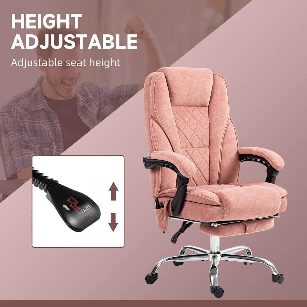 Vinsetto Executive Massage Office Chair, Heated Computer Desk Chair with Adjustable Height and Footrest, Pink