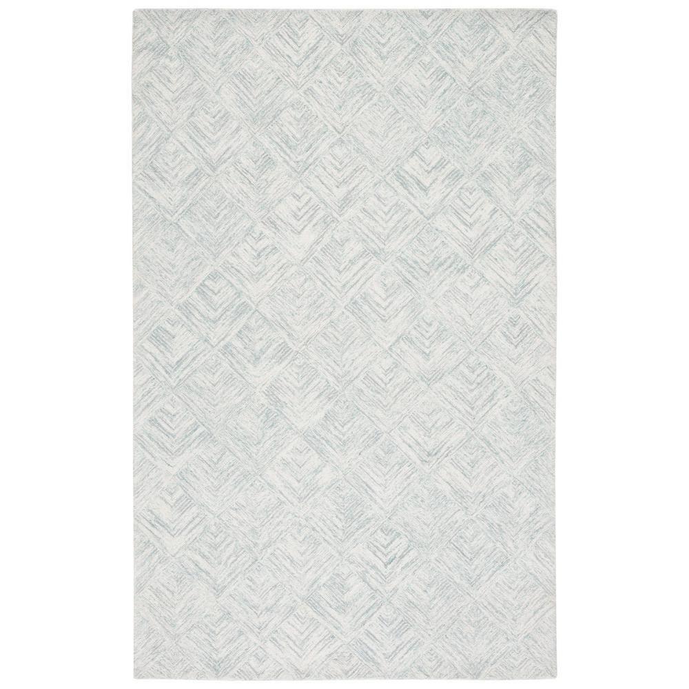Abstract ABT428 Handmade Indoor Accent Rug - Grey/Turquoise - 3'x5' - Safavieh