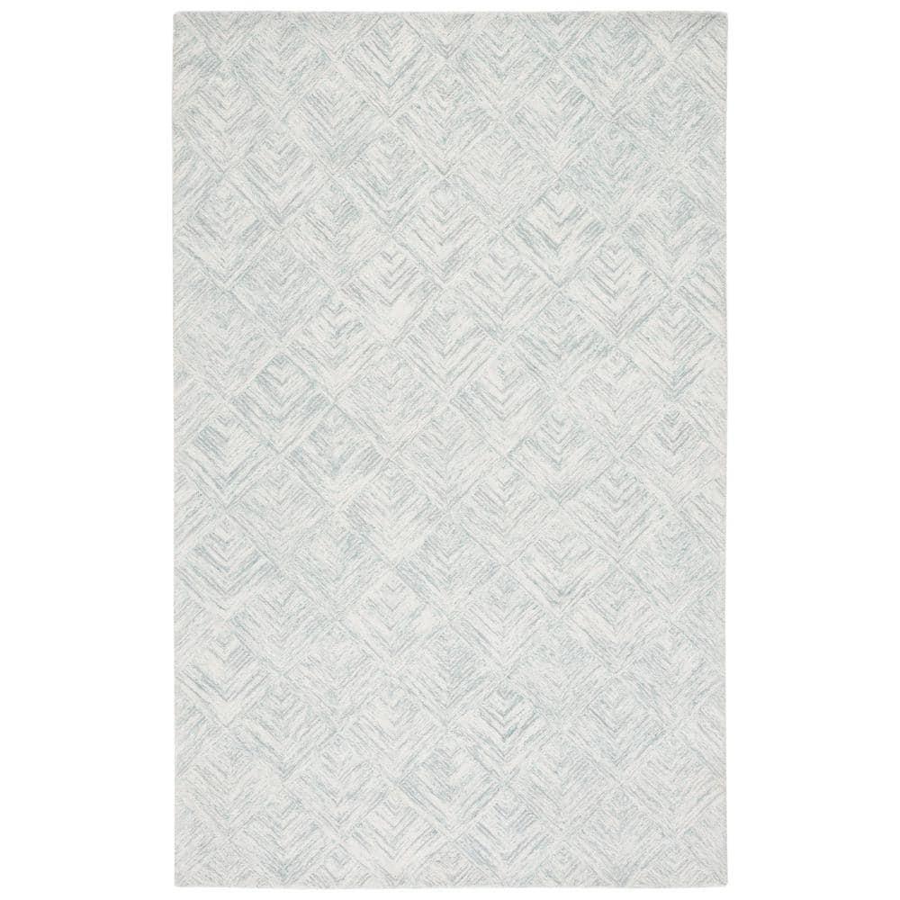 Abstract ABT428 Handmade Indoor Area Rug - Grey/Turquoise - 4'x6' - Safavieh