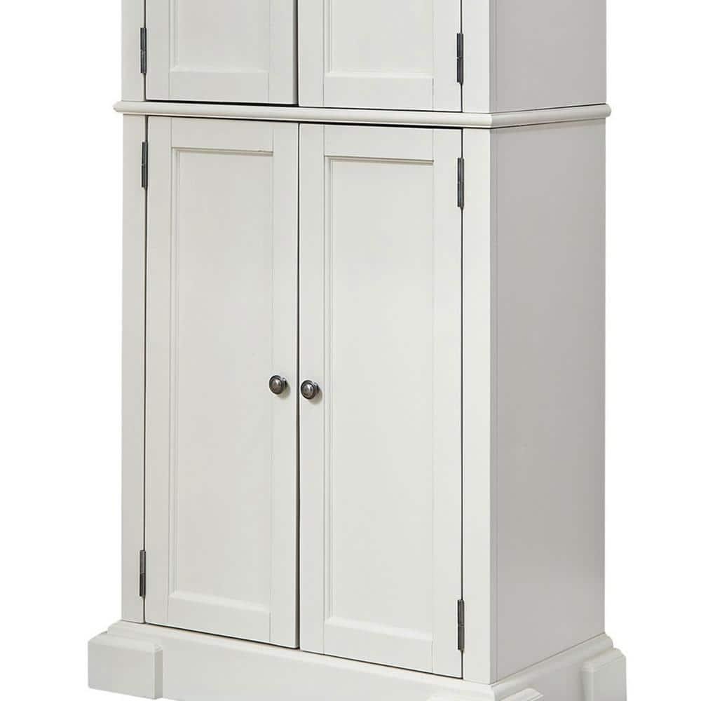 Home Styles Americana Kitchen Pantry Off-White: Traditional Hardwood Storage, 4 Adjustable Shelves