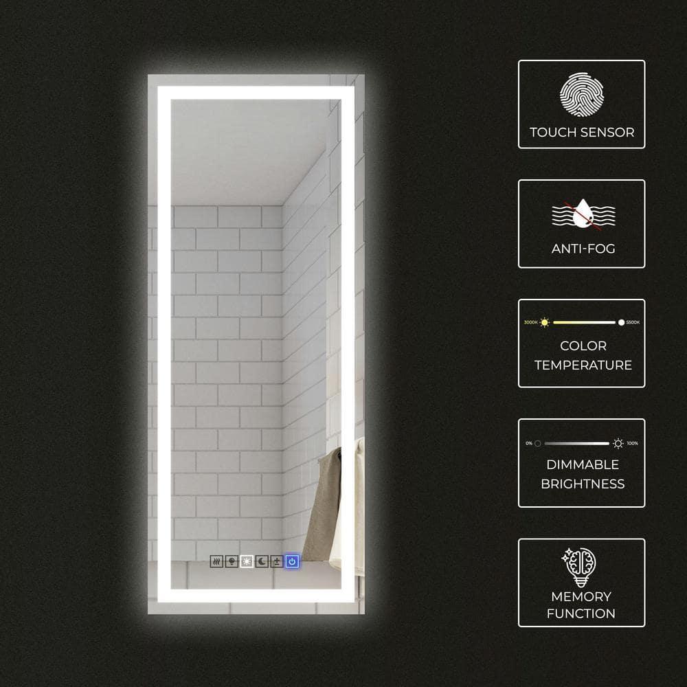 18"x40" LED Dimmable Bathroom Mirror Rectangle LED Lighted Wall Mounted Mirror for Vanity Room with Touch Button and Anti-Fog Function by Fab Glass and Mirror