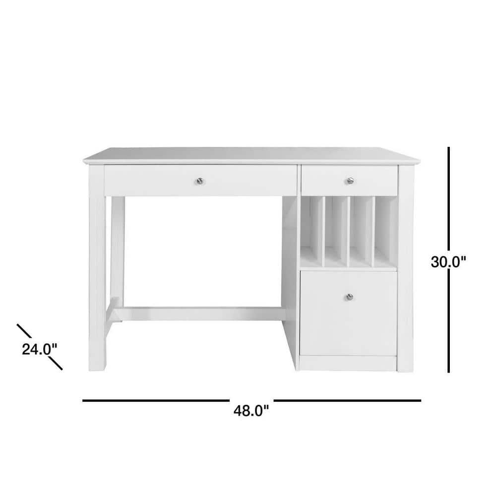 Walker Edison Modern Wood Computer Desk with Keyboard Tray and Drawers, White