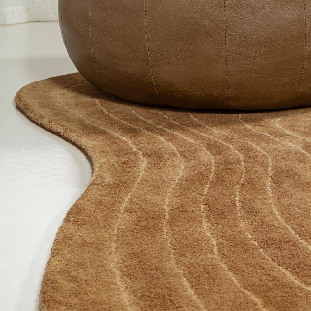 JONATHAN Y Retro Bohemian Abstract Striped Handwoven Wool Light Brown/Beige 5 ft. x 8 ft. Area Rug