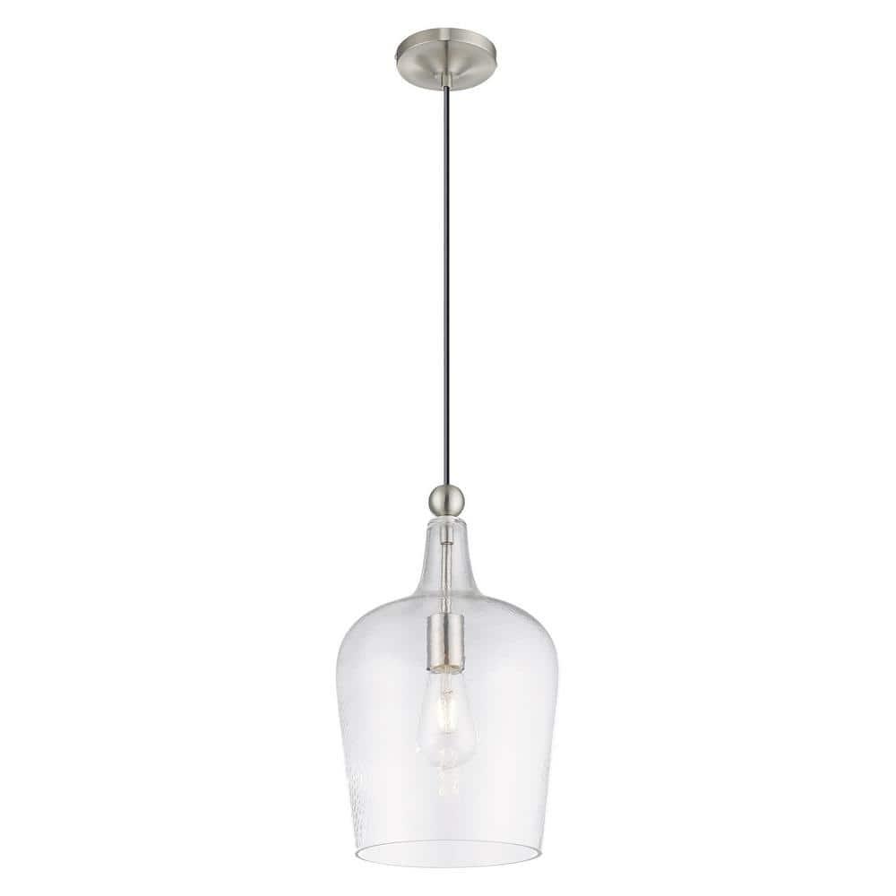 Livex Lighting Art Glass 1 - Light Pendant in  Brushed Nickel
