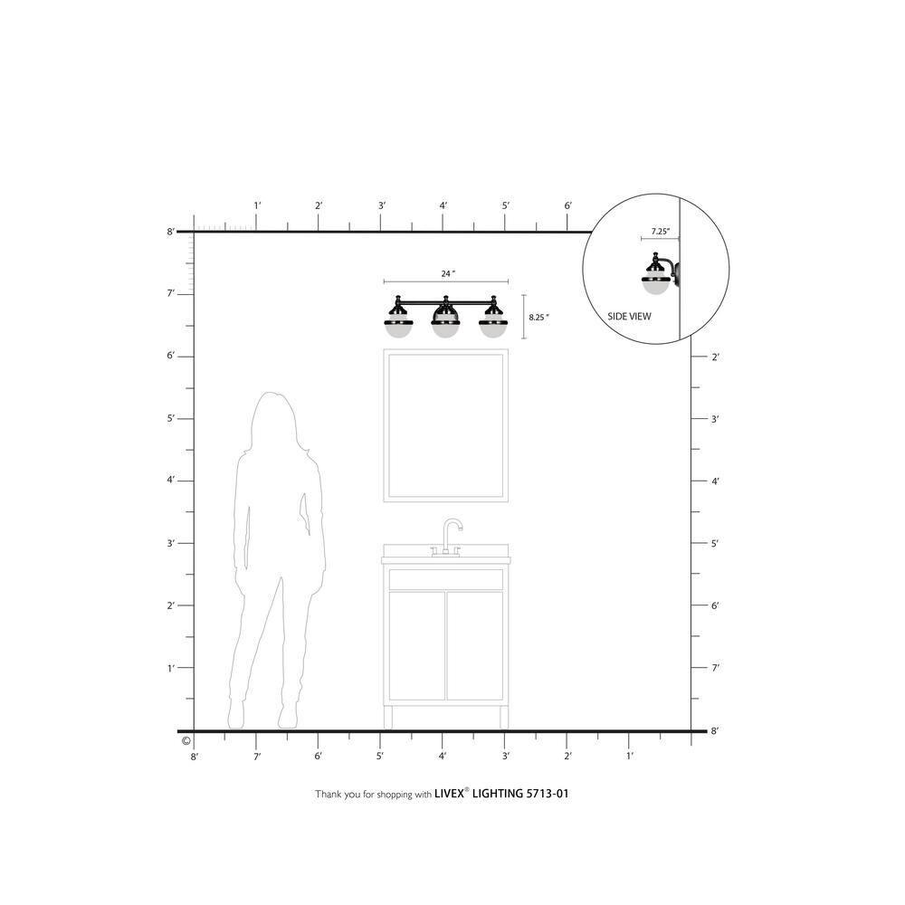 Livex Lighting Oldwick 3 - Light Vanity in  Antique Brass
