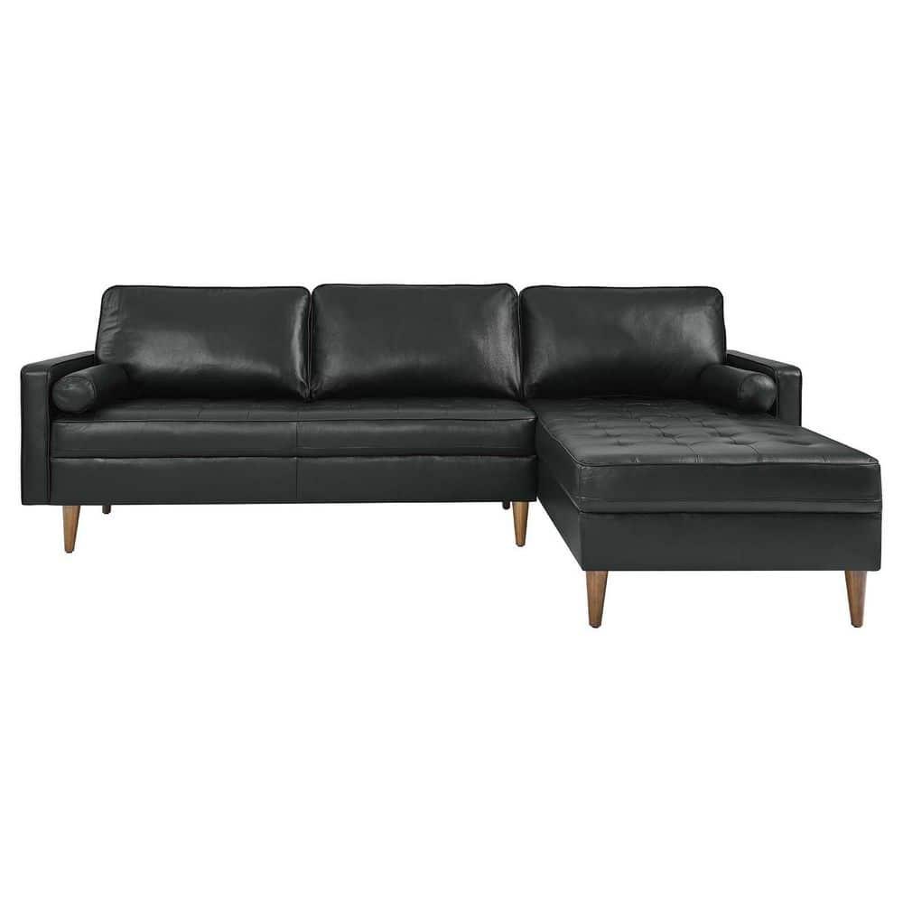 Valour 98" Leather Sectional Sofa Black