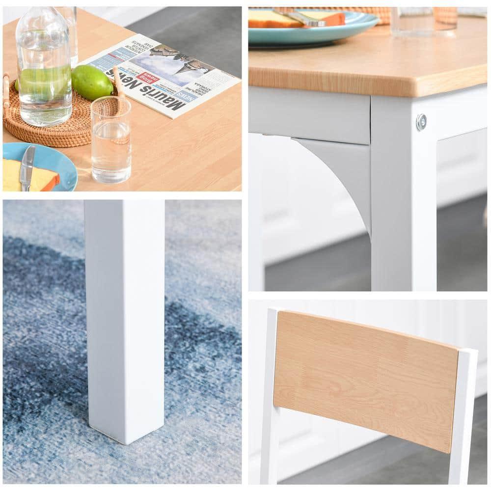 George Oliver HOMCOM 3-Piece Wooden Square Dining Table Set With 1 Table And 2 Chairs And Sturdy Metal Frame For Small Space, White