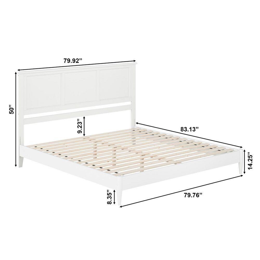AFI Charlotte King Solid Wood Low Profile Platform Bed, White