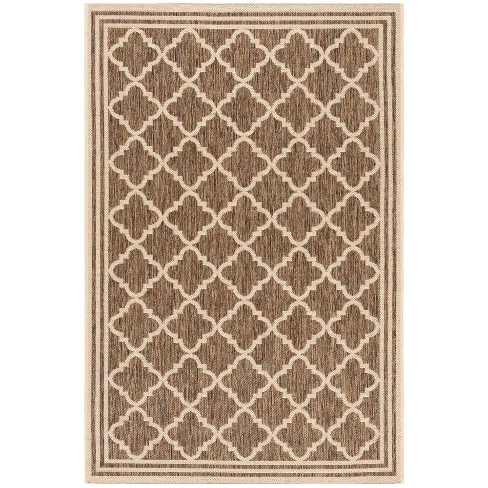 SAFAVIEH Beach House Nima Trellis Indoor/Outdoor Area Rug Beige/Cream, 5'3" x 7'6"