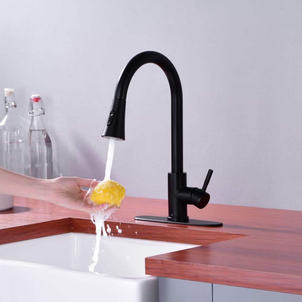 Matte Black Kitchen Faucets with Pull Down Sprayer, Kitchen Sink Faucet with Pull Out Sprayer - Effortlessly Achieve Efficient Kitchen Cleaning