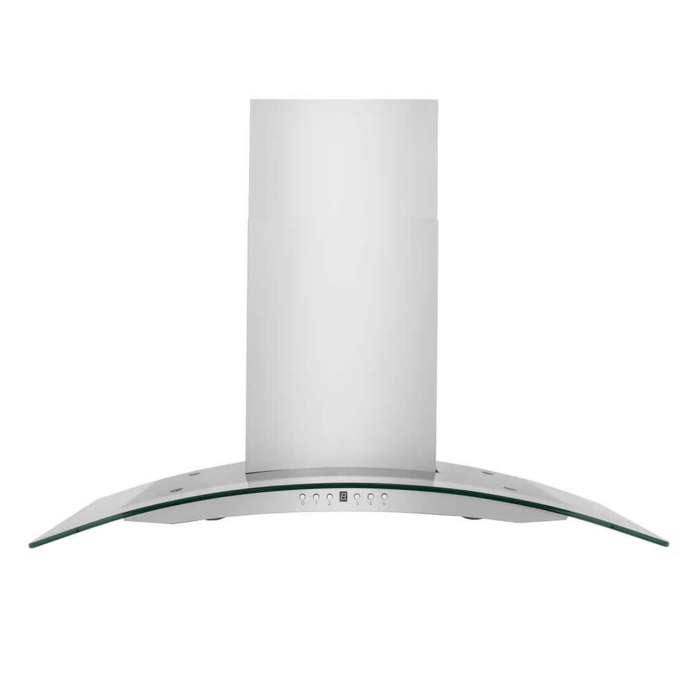 ZLINE 36 in. Convertible Vent Convertible Vent Wall Mount Range Hood in Stainless Steel & Glass (KN4-36)