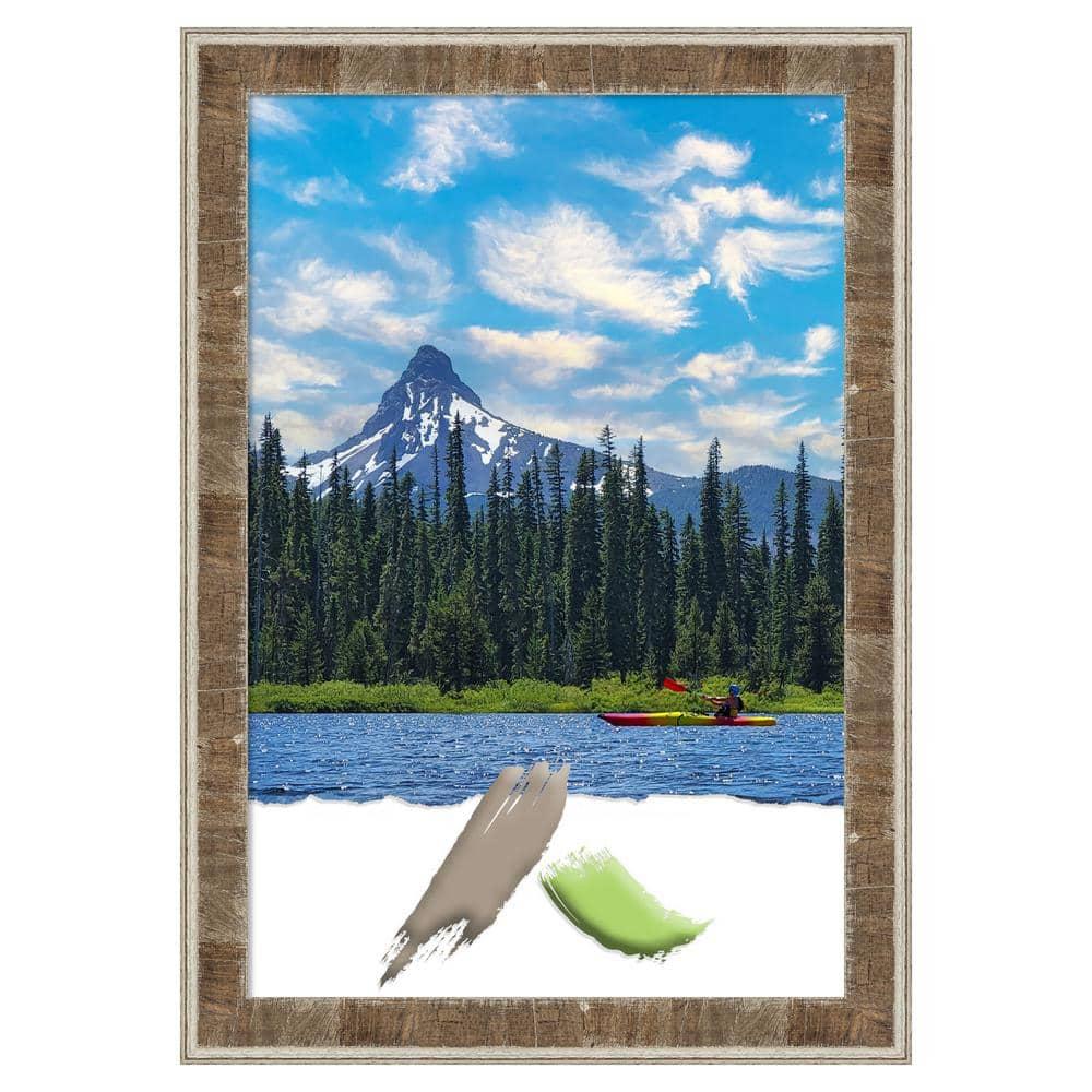 Amanti Art Farmhouse Brown Narrow Wood Picture Frame Opening Size 24x36 in.