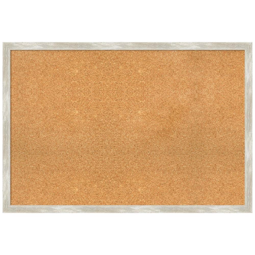 Amanti Art Natural Cork Board Framed Crackled Metallic Narrow Bulletin Board 38 in. x 26 in.