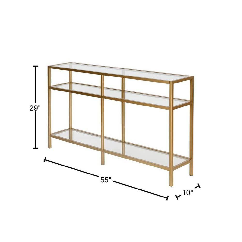 Evelyn&Zoe Sivil 55" Wide Rectangular Console Table, Brass
