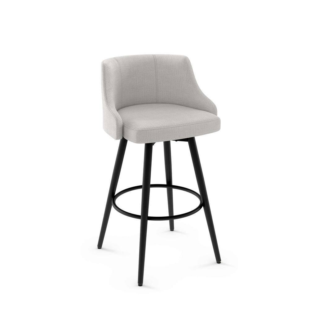 Amisco Duncan 26 In. Swivel Counter Stool - Pale Grey Beige Polyester / Black Metal