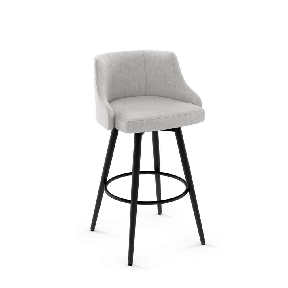 Amisco Duncan 26 In. Swivel Counter Stool - Pale Grey Beige Polyester / Black Metal