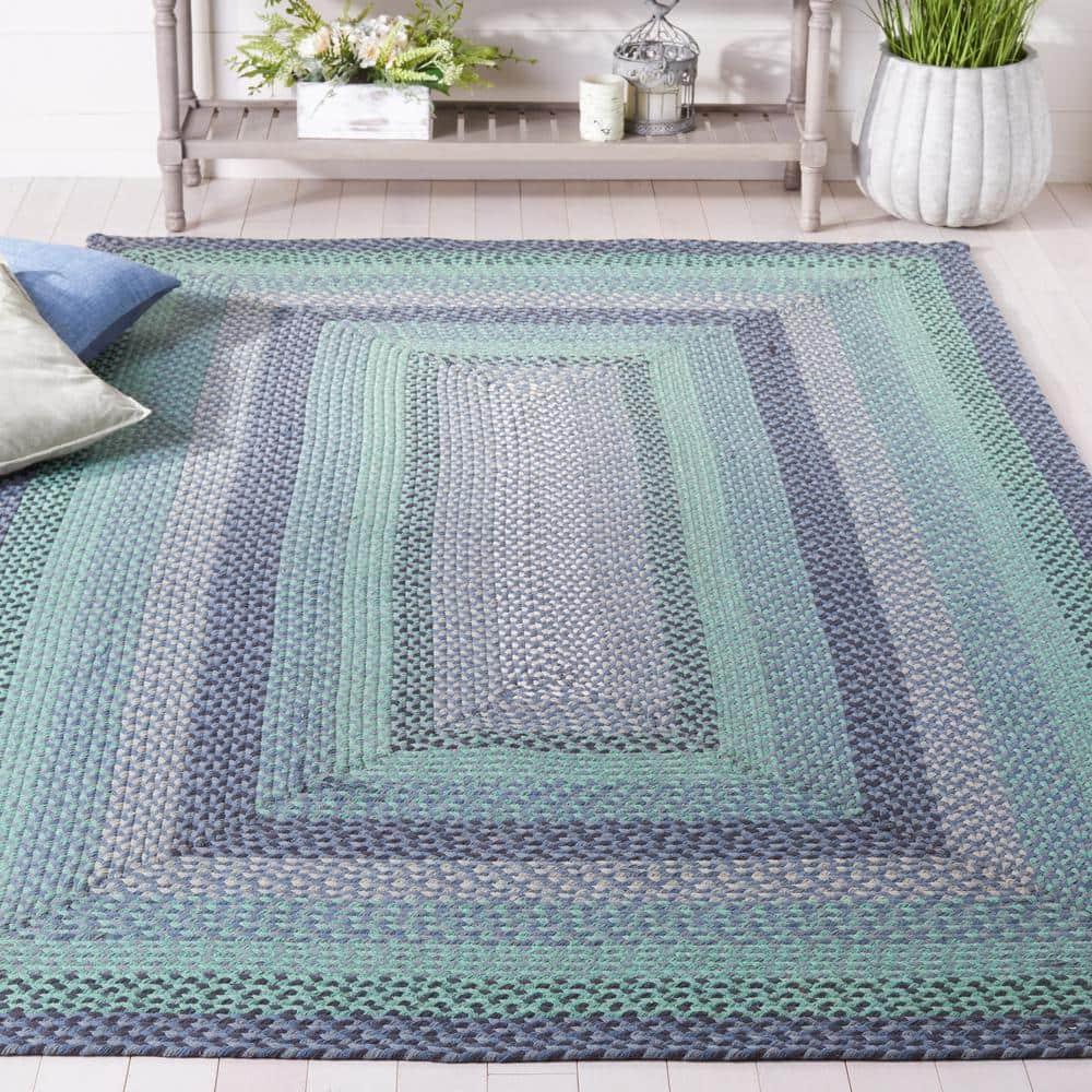 SAFAVIEH Braided Claes Bordered Reversible Area Rug, Grey/Green, 5' x 8'