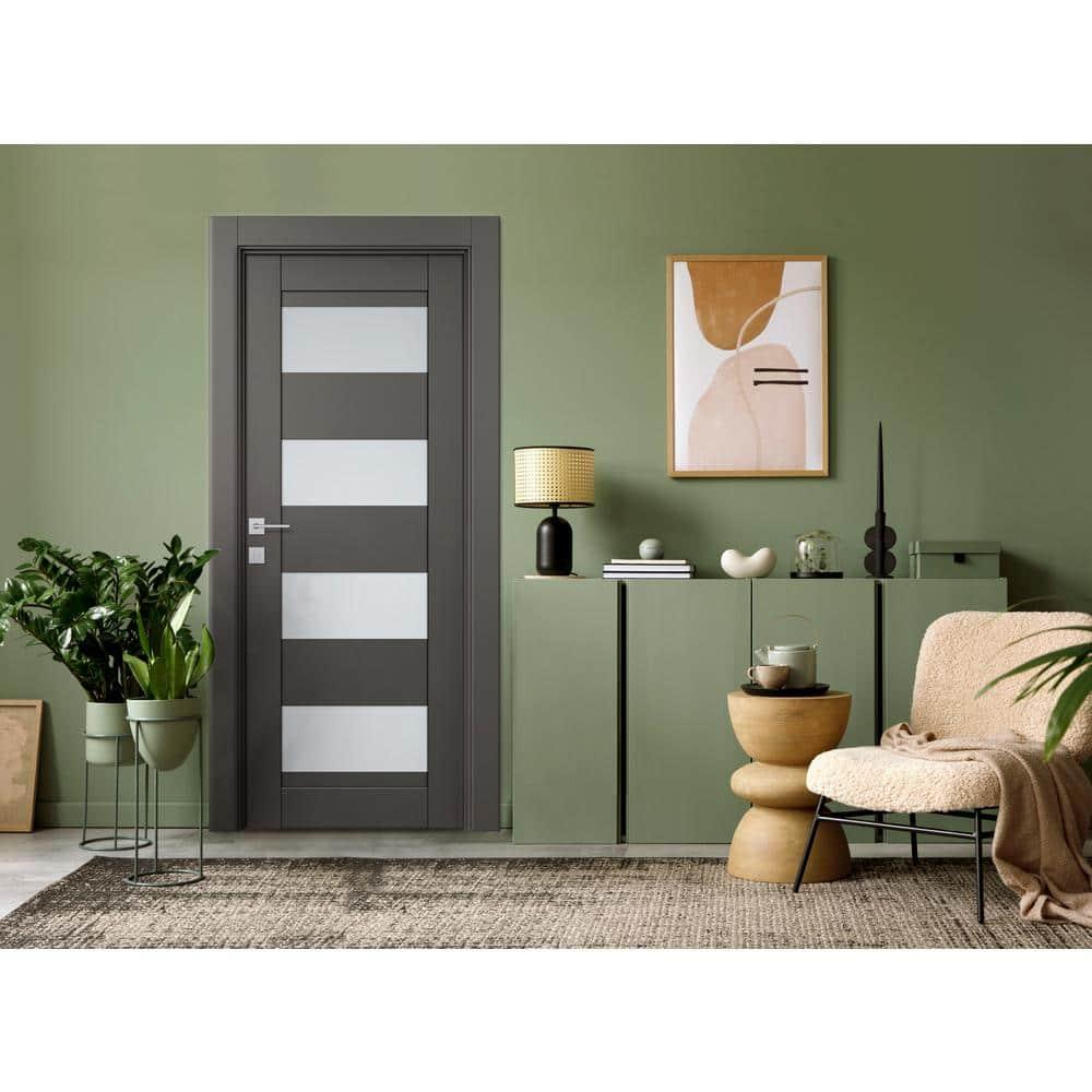 Belldinni Della DIY-FRIENDLY Manufactured Wood and Frosted Glass Single Prehung Standard Door