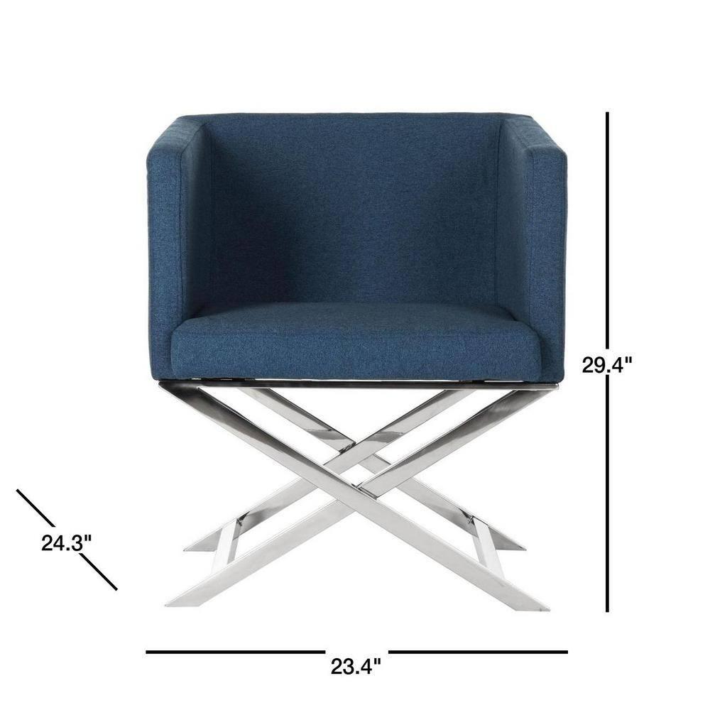 Celine Chair - FOX2033 - Navy/Chrome - Safavieh