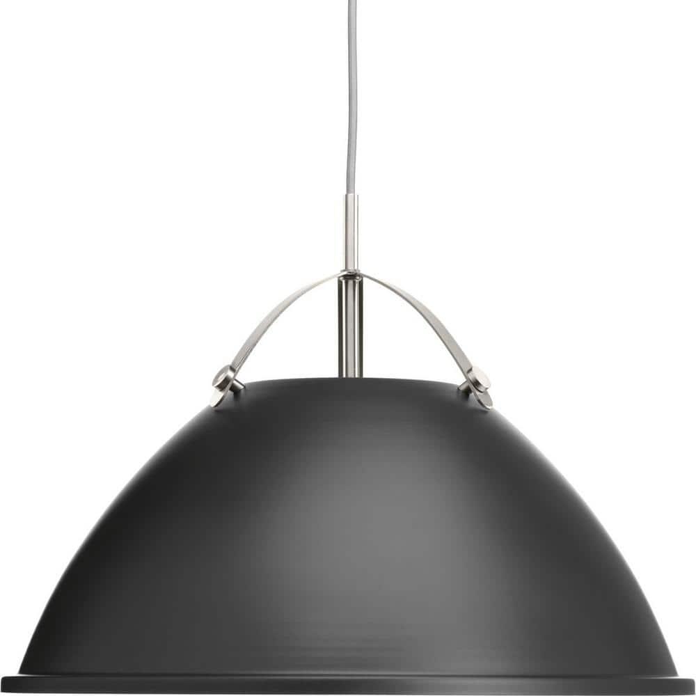 Progress Lighting, Tre Collection, 1-Light Pendant, Graphite, White Dome, Vintage Silver Shade