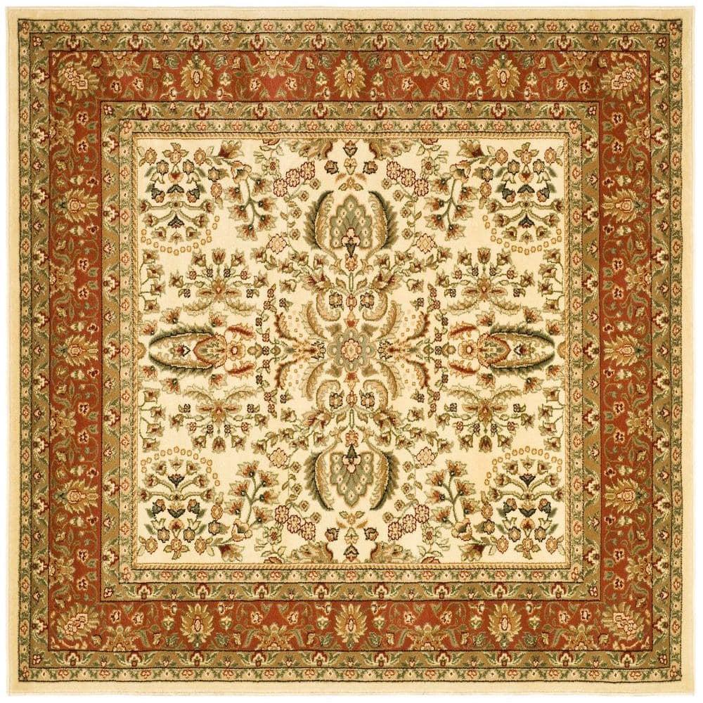 Lyndhurst LNH214 Power Loomed Area Rug - Ivory/Rust - 8'x8' - Safavieh.