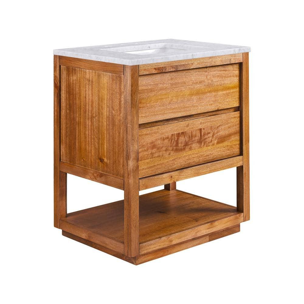 Oakman 30" Mango Wood Single Sink Vanity with Carrara Marble Top