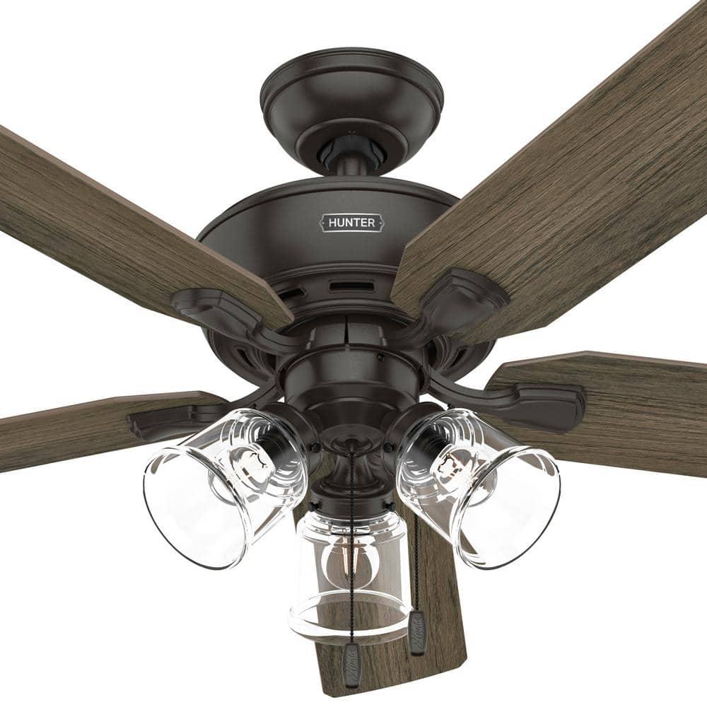 Hunter Fan 52" Rosner 5 - Blade Ceiling Fan With Lights and Pull Chains