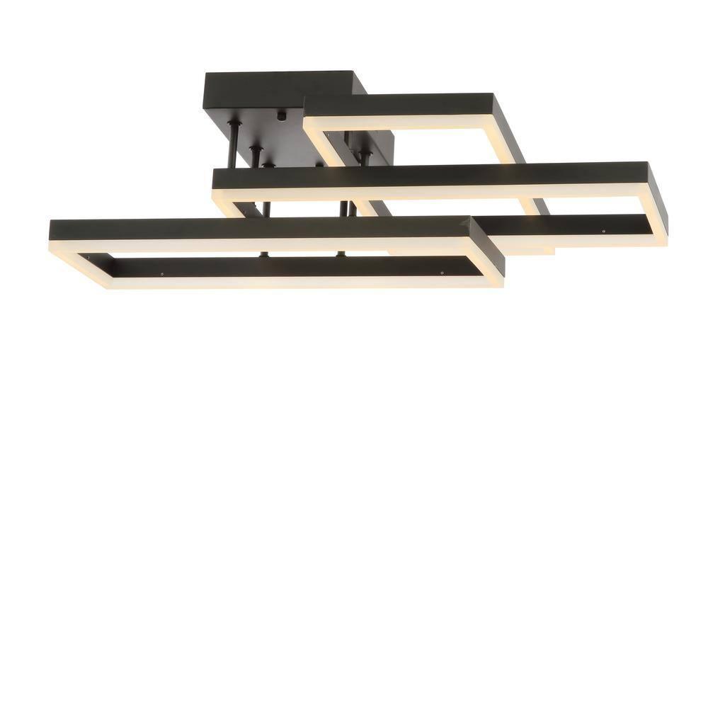 Turing 28" Geometric Integrated LED Metal Flush Mount, Black