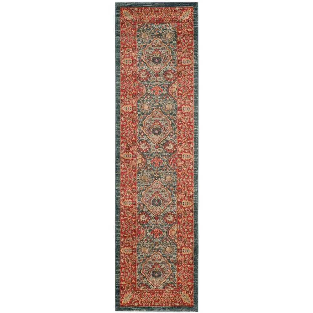 Mahal MAH655 Power Loomed Indoor Runner Rug - Navy/Red - 2'2"x8' - Safavieh.