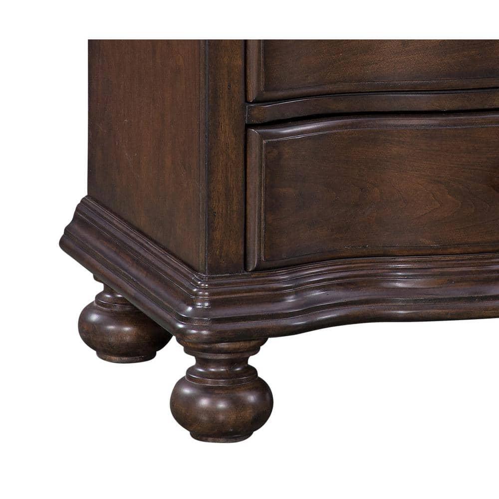 Rodanthe Tobacco Brown 3-Drawer Traditional Style Wood Nightstand