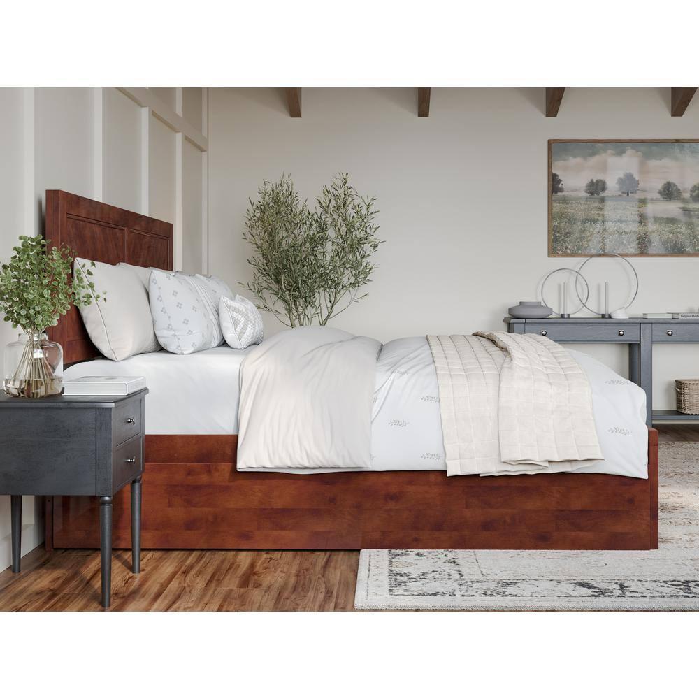 AFI Canyon Walnut Solid Wood Platform Bed with Matching Footboard & Twin-XL Trundle, King