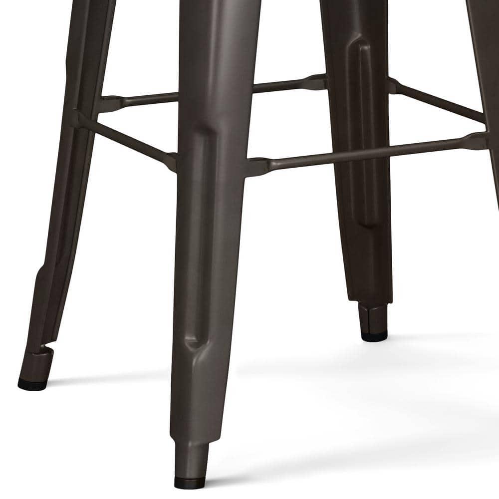 Simpli Home Rayne 30" Industrial Metal Bar Stool in Gun Metal Gray (Set of 2)