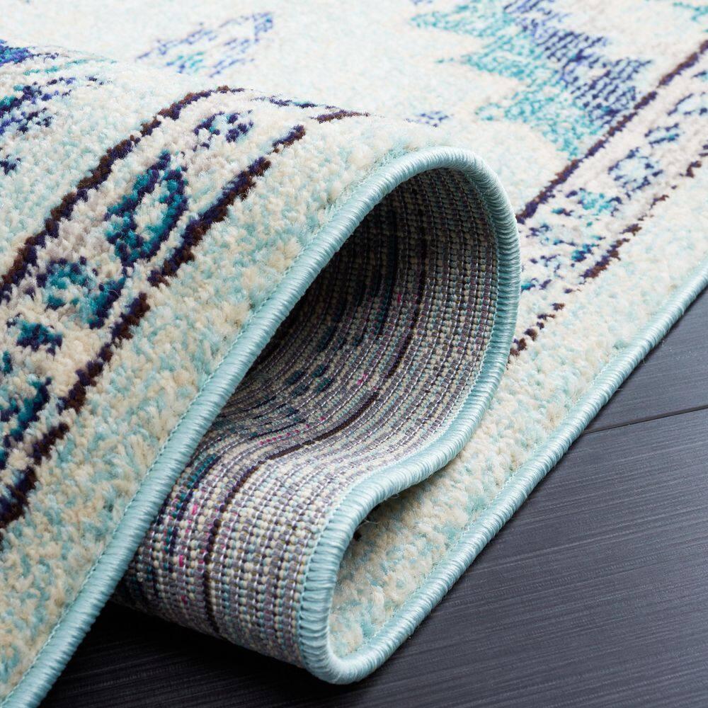 Madison MAD484 Power Loomed Indoor Area Rug - Teal/Beige - 6'x9' - Safavieh