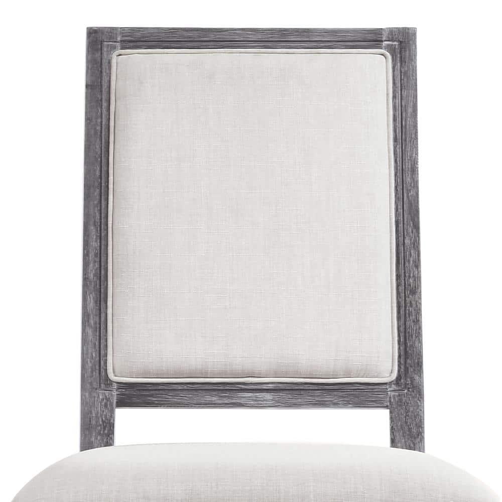 Acme Linen Dining Side Chair with Turned Legs Set of 2 Gray- Saltoro Sherpi Indoor Dining Chairs