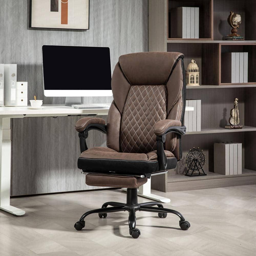 HOMCOM Executive Office Chair with Footrest, High Back Desk Chair, Reclining Swivel Chair, Height Adjustable, Dark Brown