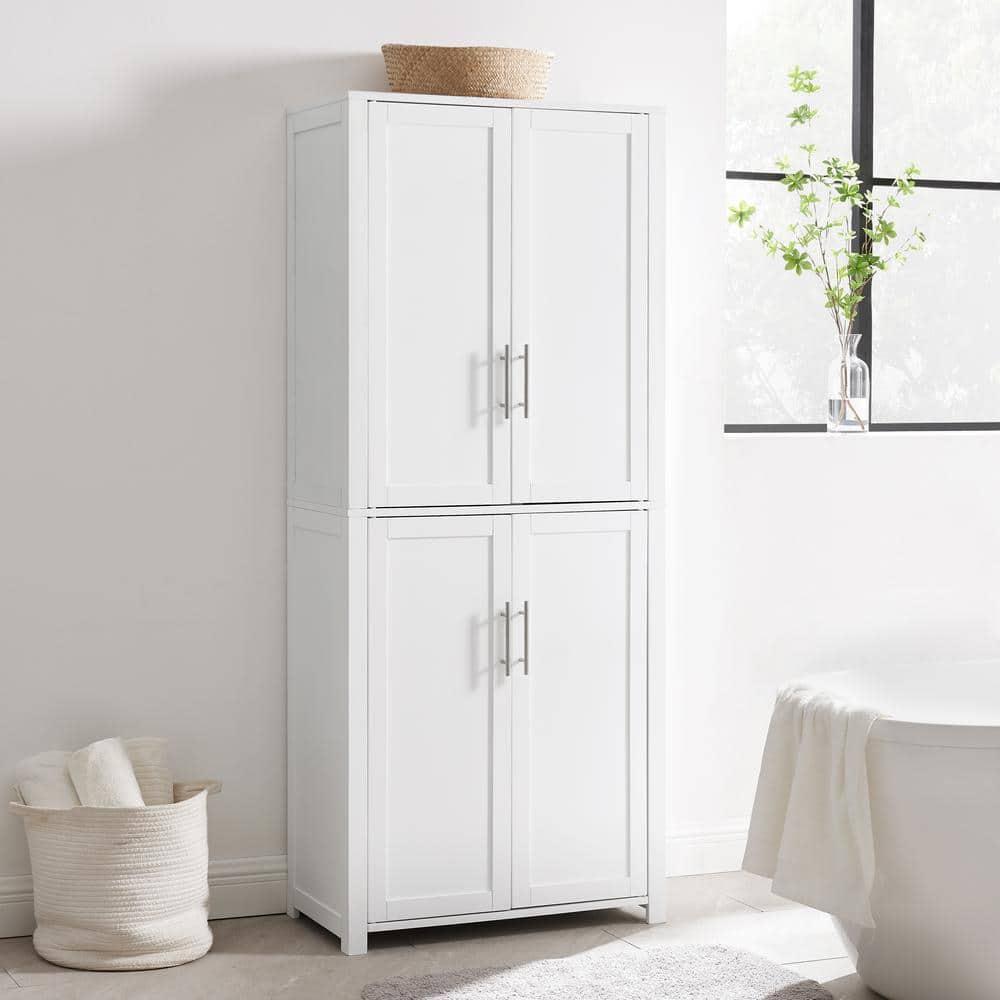Savannah Tall Pantry White - Crosley: Shaker-Style Doors, 6 Adjustable Shelves, MDF Wood