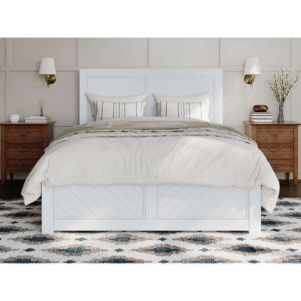 AFI Canyon White Solid Wood Foundation Bed Frame with Matching Footboard, Full