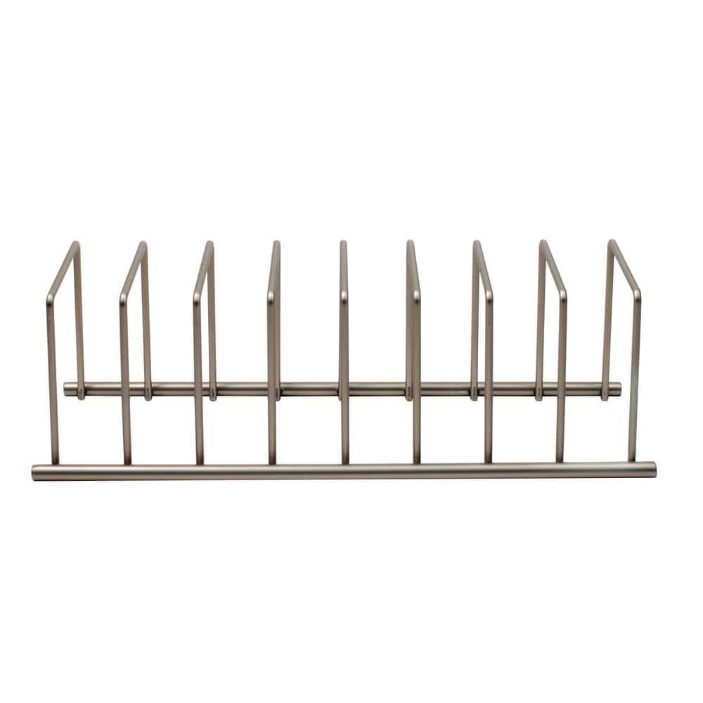 Spectrum Diversified Euro Steel Kitchen Lid and Dish Rack Holder Organizer, Satin Nickel