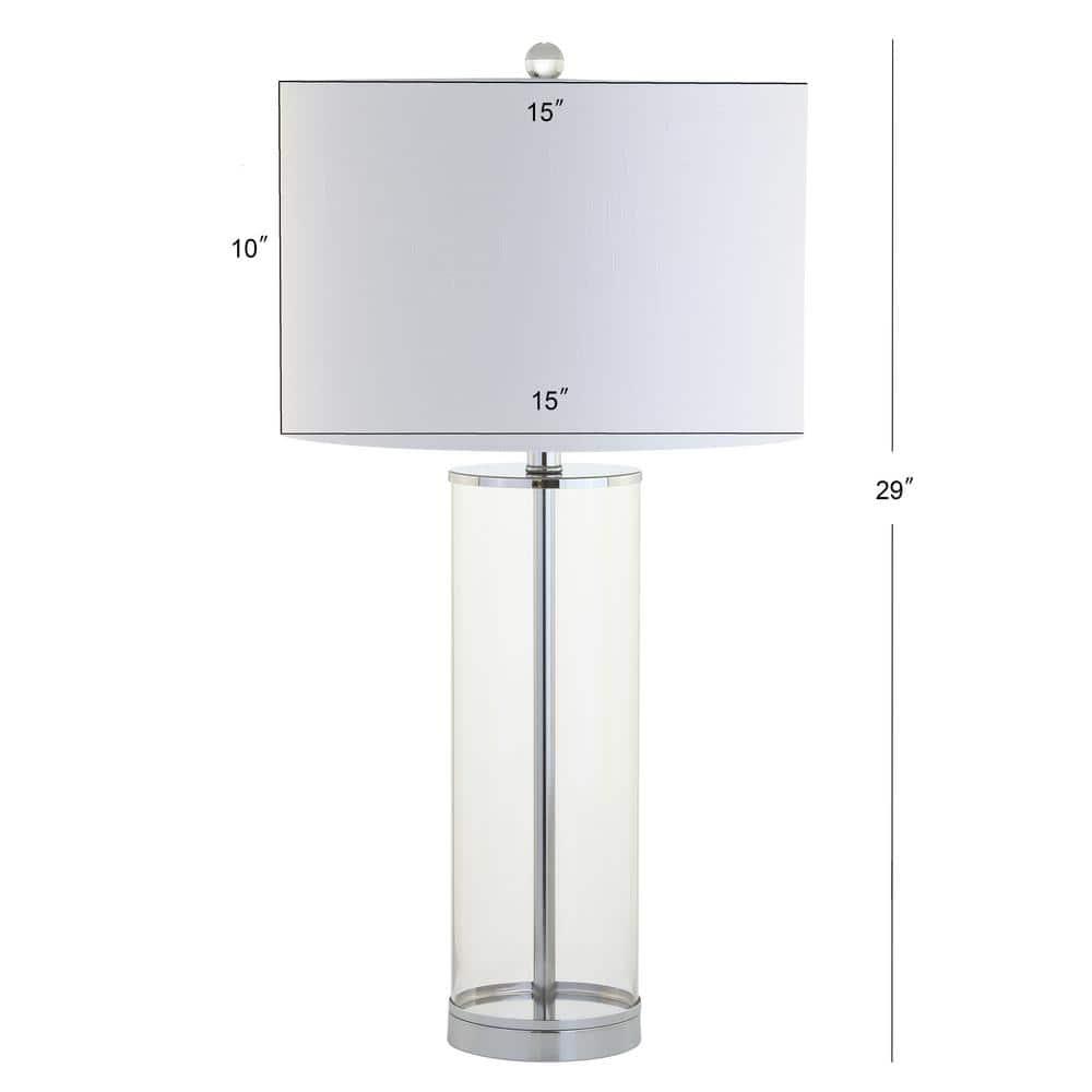 JONATHAN Y JYL2004A Harper 29" Glass LED Table Lamp, Modern, Contemporary, Minimalist for living room, dinning room, bedroom, office Bulb Included, Clear/Chrome