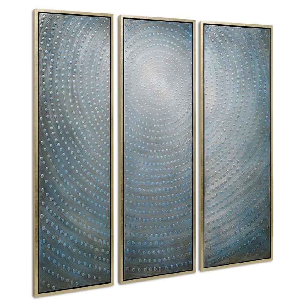 Empire Art Direct Concentric Textured Metallic Hand Painted Triptych Wall Art, 60" x 20" x 1.5", Ready to Hang