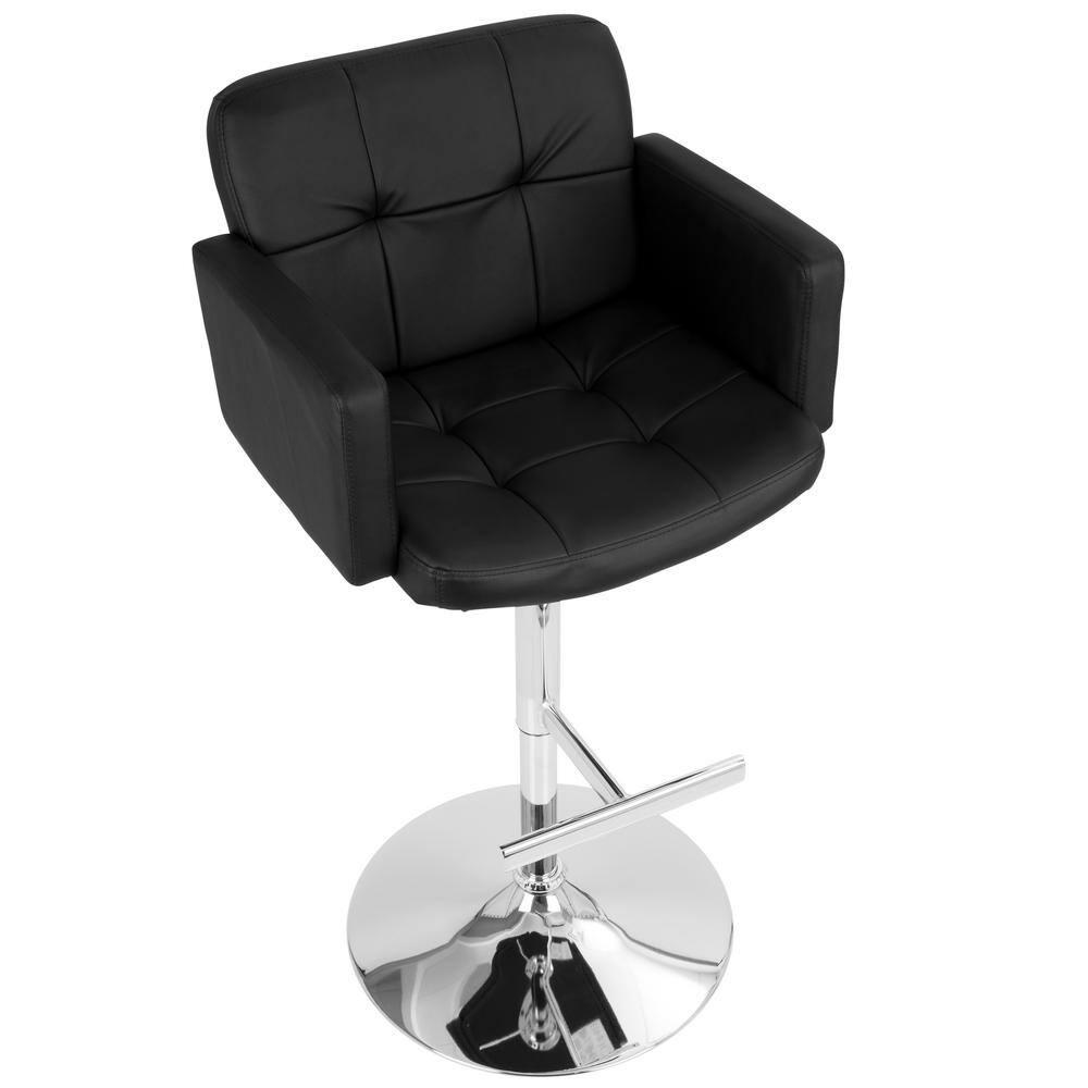 32" Stout Barstool Metal Black - LumiSource: Chrome Base, Adjustable, Swivel, Upholstered