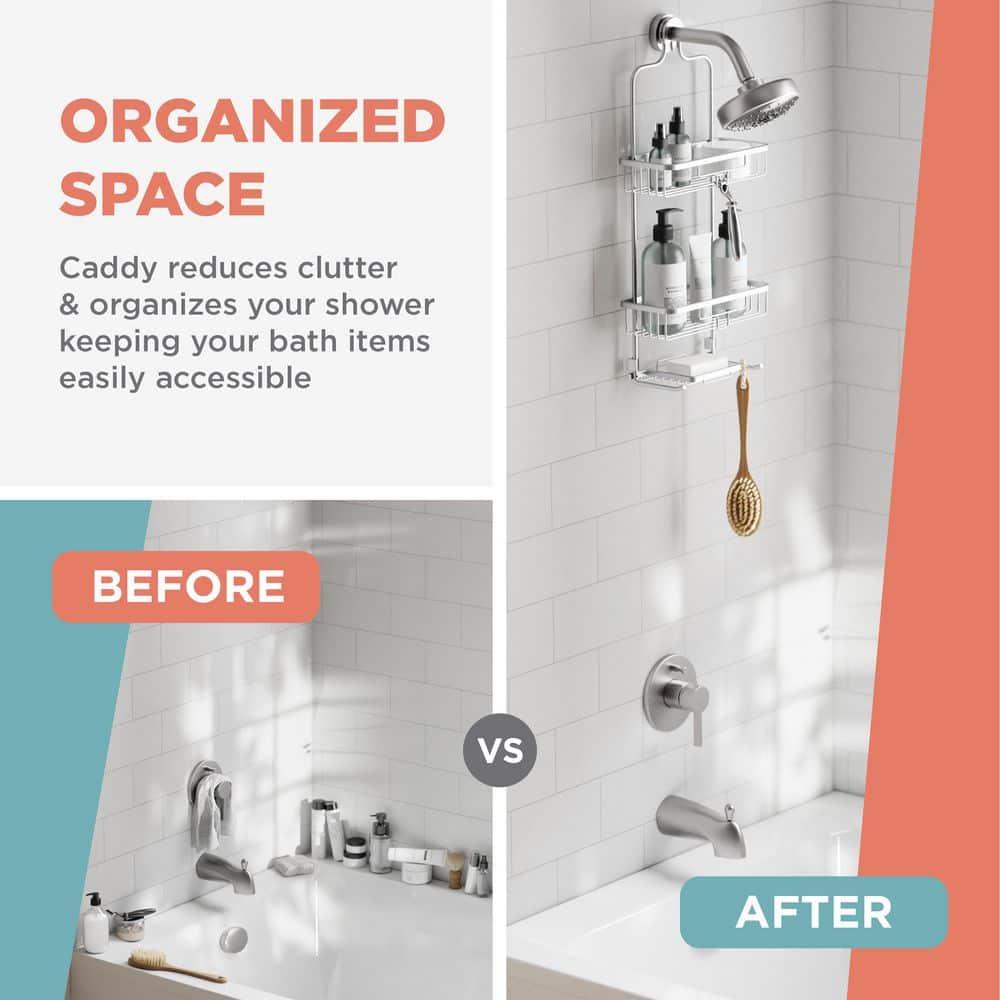 NeverRust Rustproof Aluminum Large Over-the-Shower Caddy in Satin Chrome