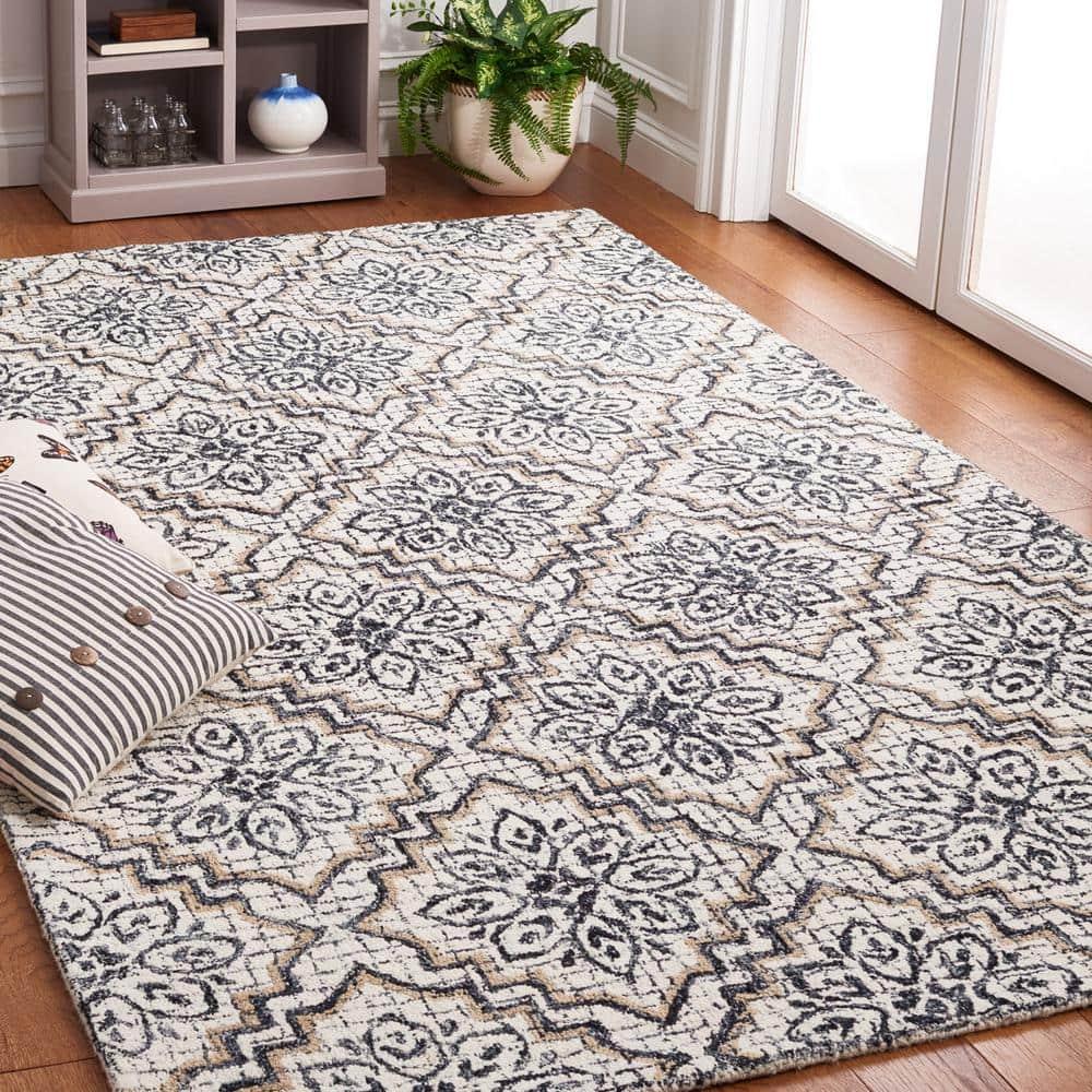 Abstract ABT201 Handmade Indoor Accent Rug - Ivory/Navy - 3'x5' - Safavieh