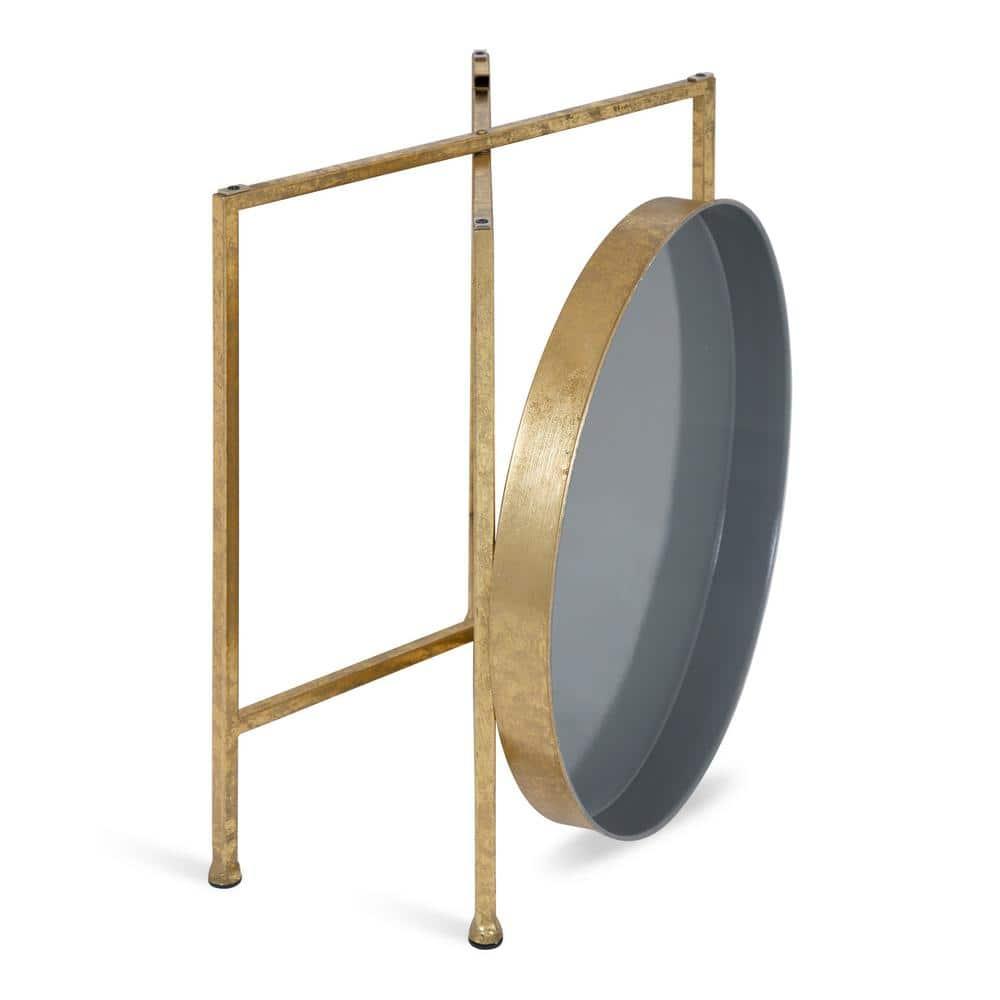 Kate and Laurel Celia Round Metal Side Table, 18.25x18.25x22, Gold and Gray