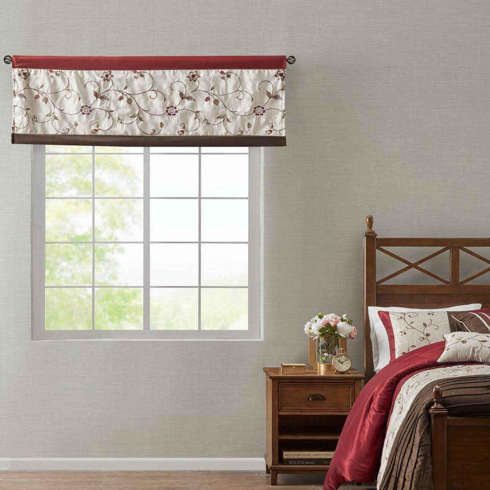 Madison Park Serene Floral Embroidered 50'' W Single Window Valance