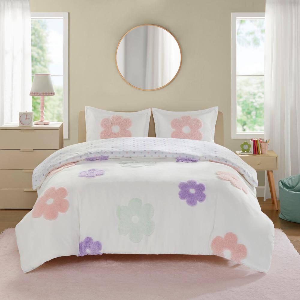 Gracie Floral Reversible Tufted Chenille Duvet Cover Set