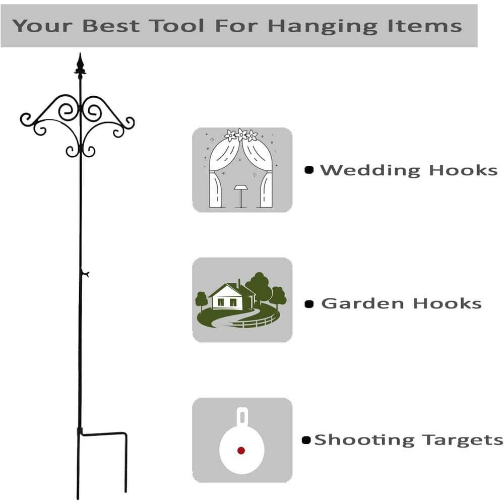Ashman 91 Inch Shepard's Hook Floral Design Ground Stake Plant Hanger, 2 Pack
